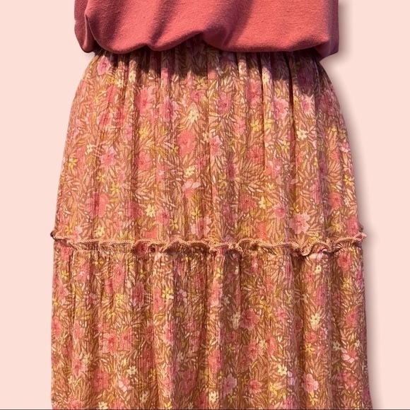 Pink Rose Boho Floral Mini Skirt in Coral Size S - Picture 3 of 7